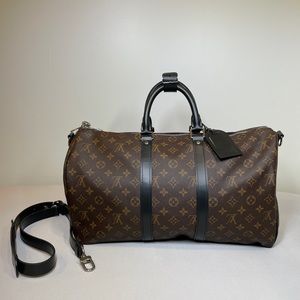 Louis Vuitton Keepall 45 Brown Black Duffel travel bag